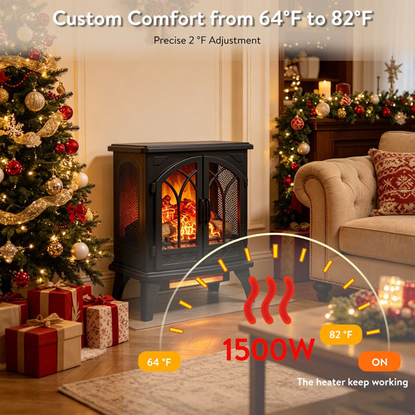 English Elm 24 Inch Infrared Quartz Stove Heater with 3d Flame Effect and Remote Control W1769112700