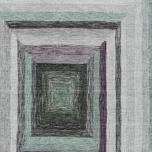 HomeRoots 5' Contemporary Pale Aqua Ivory and Gray Geometric Washable Area Rug for Indoor and Outdoor Spaces 5' X 8' 627171