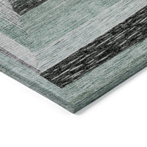 HomeRoots 5' Contemporary Pale Aqua Ivory and Gray Geometric Washable Area Rug for Indoor and Outdoor Spaces 5' X 8' 627171