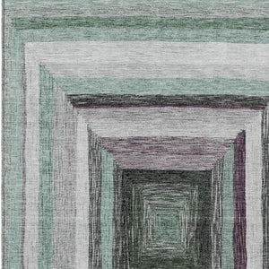 HomeRoots 5' Contemporary Pale Aqua Ivory and Gray Geometric Washable Area Rug for Indoor and Outdoor Spaces 8' X 10' 627173