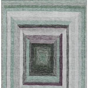 HomeRoots 5' Contemporary Pale Aqua Ivory and Gray Geometric Washable Area Rug for Indoor and Outdoor Spaces 10' X 14' 627175
