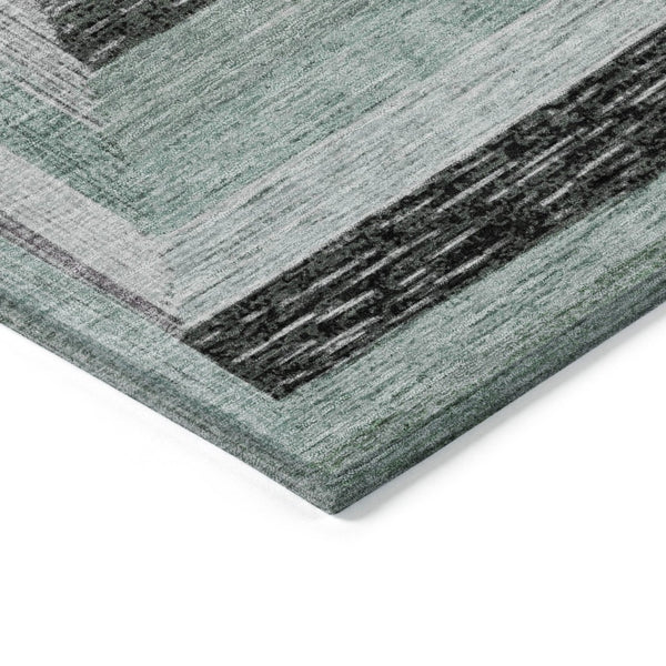HomeRoots 5' Contemporary Pale Aqua Ivory and Gray Geometric Washable Area Rug for Indoor and Outdoor Spaces 10' X 14' 627175