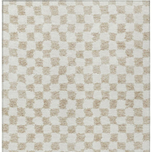 HomeRoots 5' Beige and Ivory Geometric Indoor-Outdoor Area Rug - Stylish, Durable, and Machine Washable Design 8' X 10' 627185