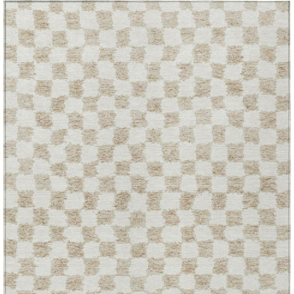 HomeRoots 5' Beige and Ivory Geometric Indoor-Outdoor Area Rug - Stylish, Durable, and Machine Washable Design 8' X 10' 627185