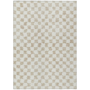 HomeRoots 5' Beige and Ivory Geometric Indoor-Outdoor Area Rug - Stylish, Durable, and Machine Washable Design 8' X 10' 627185