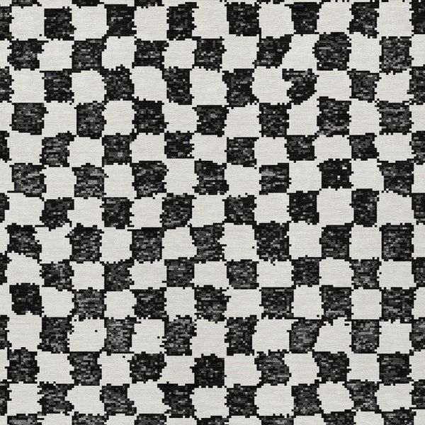 HomeRoots 5' Black and Ivory Geometric Area Rug – Durable, Washable, Perfect for Indoor and Outdoor Spaces 5' X 8' 627189