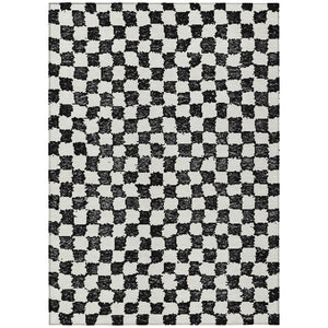 HomeRoots 5' Black and Ivory Geometric Area Rug – Durable, Washable, Perfect for Indoor and Outdoor Spaces 5' X 8' 627189