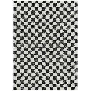HomeRoots 5' Black and Ivory Geometric Area Rug – Durable, Washable, Perfect for Indoor and Outdoor Spaces 5' X 8' 627189