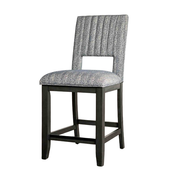 English Elm Transitional Westerham Arm Chair Set of 2 — Dark Cherry wood, upholstered comfort, gold-capped legs elegance Blue,Gray 43 L x 19 W x 15 H B2741P409549