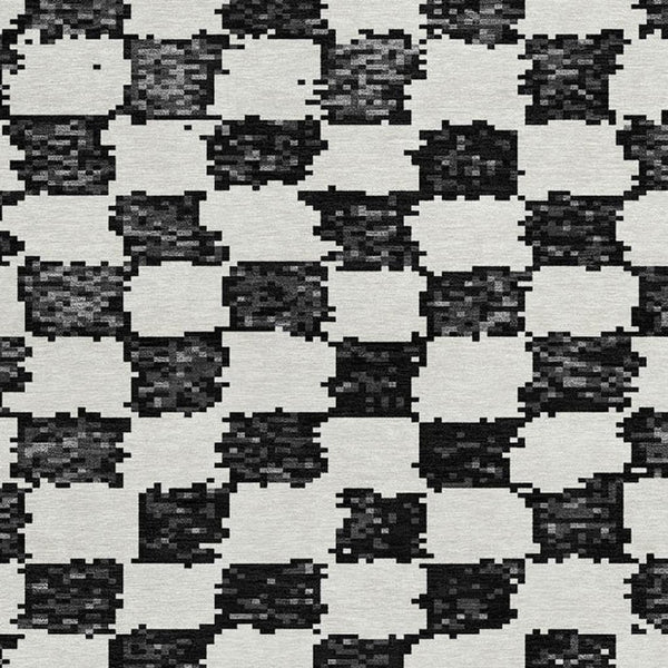 HomeRoots 5' Black and Ivory Geometric Area Rug – Durable, Washable, Perfect for Indoor and Outdoor Spaces 8' Round 627190