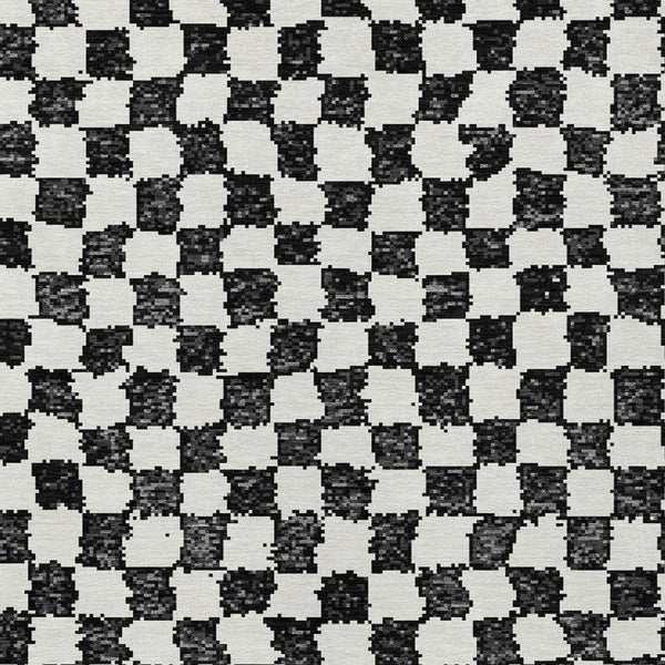 HomeRoots 5' Black and Ivory Geometric Area Rug – Durable, Washable, Perfect for Indoor and Outdoor Spaces 8' X 10' 627191