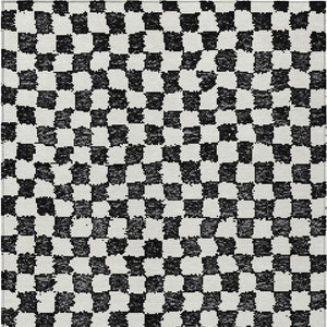 HomeRoots 5' Black and Ivory Geometric Area Rug – Durable, Washable, Perfect for Indoor and Outdoor Spaces 9' X 12' 627192