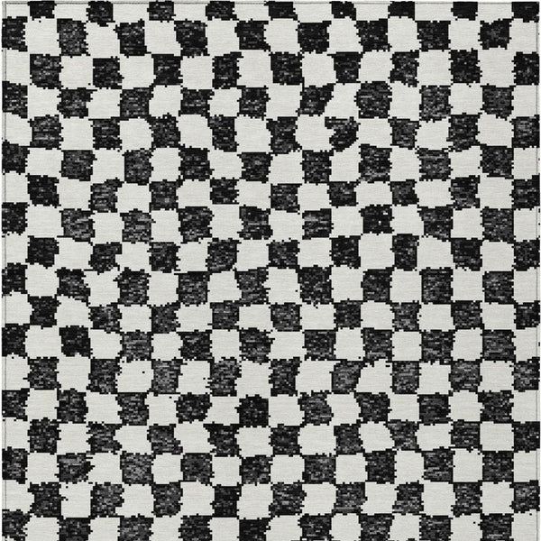 HomeRoots 5' Black and Ivory Geometric Area Rug – Durable, Washable, Perfect for Indoor and Outdoor Spaces 9' X 12' 627192