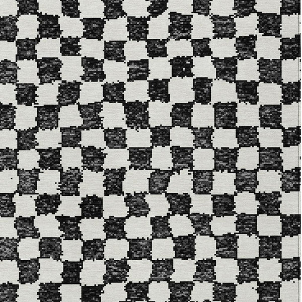 HomeRoots 5' Black and Ivory Geometric Area Rug – Durable, Washable, Perfect for Indoor and Outdoor Spaces 9' X 12' 627192