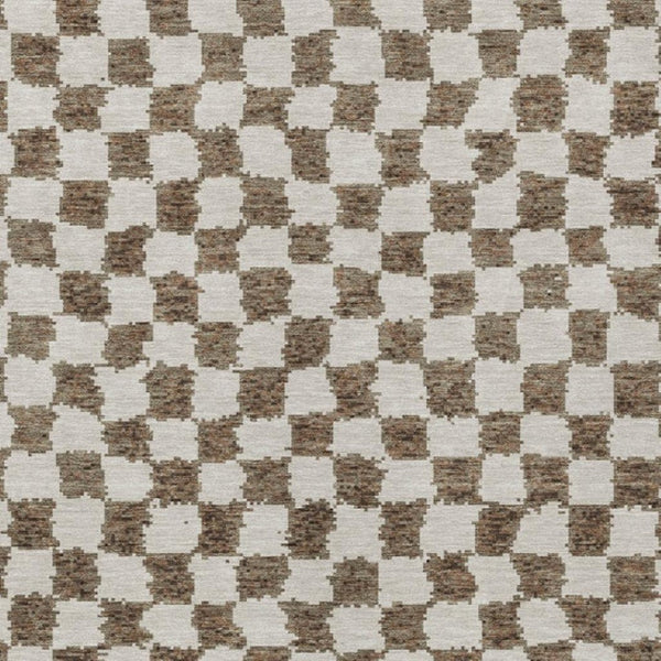 HomeRoots 5' Brown and Ivory Geometric Indoor Outdoor Area Rug - Stylish, Washable, and Durable for All Spaces 10' X 14' 627199