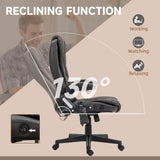 English Elm Homcom High Back Vibration Massage Office Chair With 6 Vibration Points, Heated Reclining Pu Leather Computer Chair With Armrest and Remote, Dark Brown