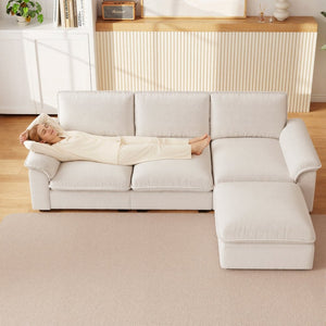 English Elm Cloud Sectional Sofa with Movable Chaise Soft Chenille Upholstery for Modern Living Rooms Beige W1359S00062