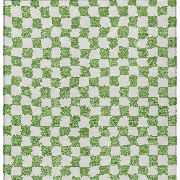 HomeRoots 5' Green and Ivory Geometric Area Rug - Stylish, Washable, Durable for Indoor and Outdoor Spaces 8' X 10' 627203