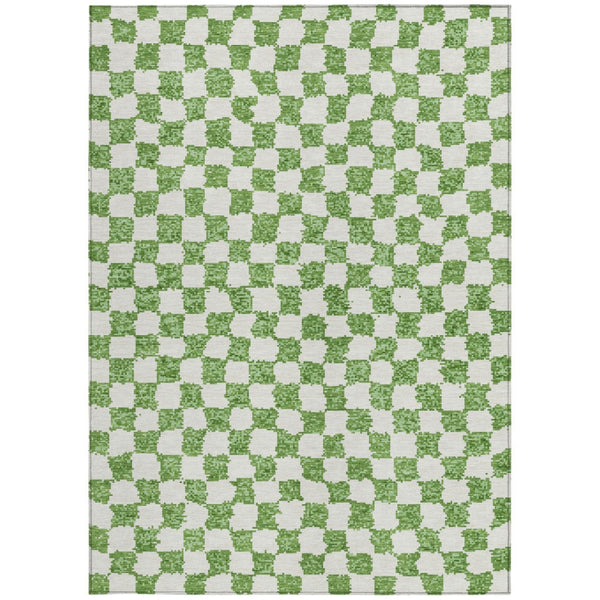 HomeRoots 5' Green and Ivory Geometric Area Rug - Stylish, Washable, Durable for Indoor and Outdoor Spaces 8' X 10' 627203