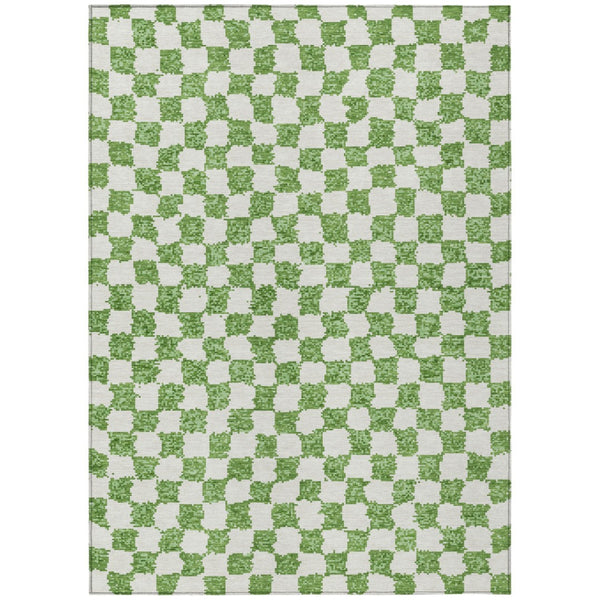 HomeRoots 5' Green and Ivory Geometric Area Rug - Stylish, Washable, Durable for Indoor and Outdoor Spaces 8' X 10' 627203