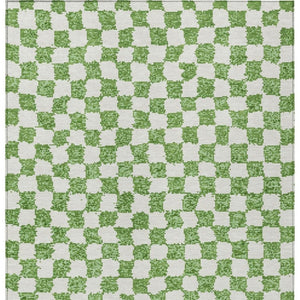 HomeRoots 5' Green and Ivory Geometric Area Rug - Stylish, Washable, Durable for Indoor and Outdoor Spaces 9' X 12' 627204