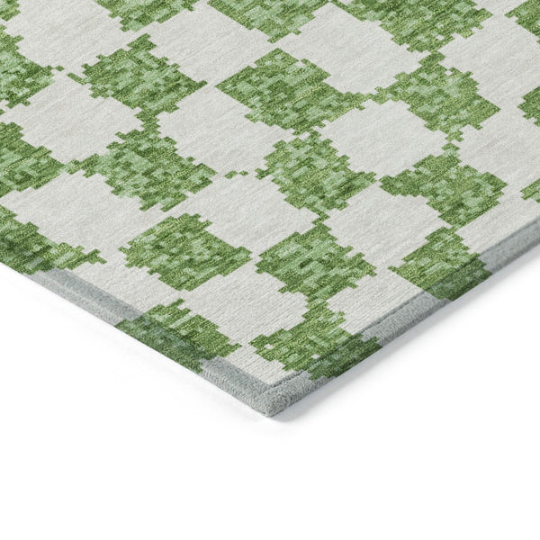 HomeRoots 5' Green and Ivory Geometric Area Rug - Stylish, Washable, Durable for Indoor and Outdoor Spaces 9' X 12' 627204