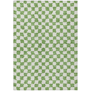 HomeRoots 5' Green and Ivory Geometric Area Rug - Stylish, Washable, Durable for Indoor and Outdoor Spaces 10' X 14' 627205