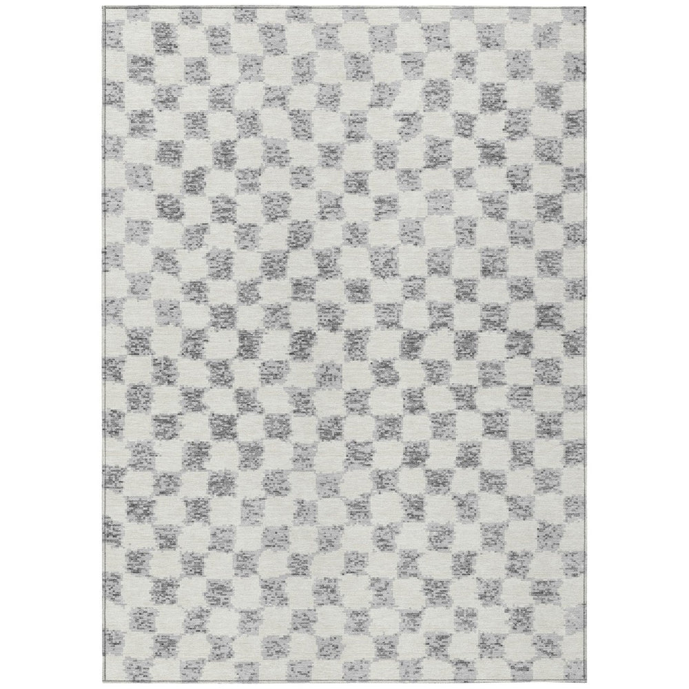 HomeRoots 5' Gray and Ivory Geometric Area Rug - Stylish, Washable, Durable for Indoor and Outdoor Spaces 5' X 8' 627207