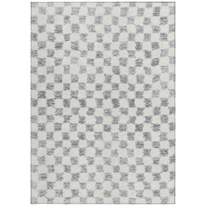 HomeRoots 5' Gray and Ivory Geometric Area Rug - Stylish, Washable, Durable for Indoor and Outdoor Spaces 5' X 8' 627207