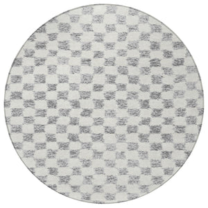 HomeRoots 5' Gray and Ivory Geometric Area Rug - Stylish, Washable, Durable for Indoor and Outdoor Spaces 8' Round 627208