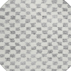 HomeRoots 5' Gray and Ivory Geometric Area Rug - Stylish, Washable, Durable for Indoor and Outdoor Spaces 8' Round 627208
