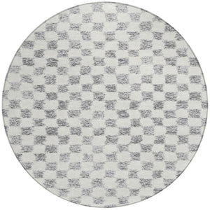HomeRoots 5' Gray and Ivory Geometric Area Rug - Stylish, Washable, Durable for Indoor and Outdoor Spaces 8' Round 627208