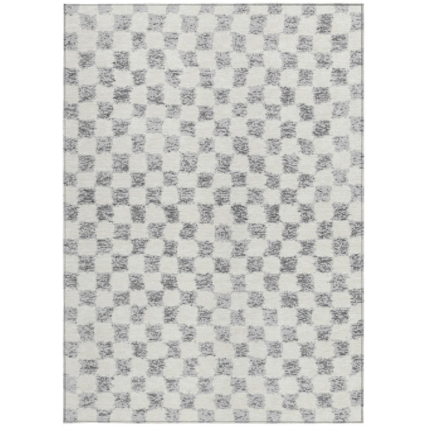 HomeRoots 5' Gray and Ivory Geometric Area Rug - Stylish, Washable, Durable for Indoor and Outdoor Spaces 10' X 14' 627211