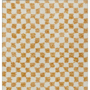 HomeRoots 5' Orange and Ivory Geometric Area Rug - Stylish, Washable Design for Indoor and Outdoor Spaces 5' X 8' 627219