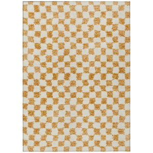 HomeRoots 5' Orange and Ivory Geometric Area Rug - Stylish, Washable Design for Indoor and Outdoor Spaces 8' X 10' 627221