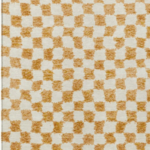 HomeRoots 5' Orange and Ivory Geometric Area Rug - Stylish, Washable Design for Indoor and Outdoor Spaces 8' X 10' 627221