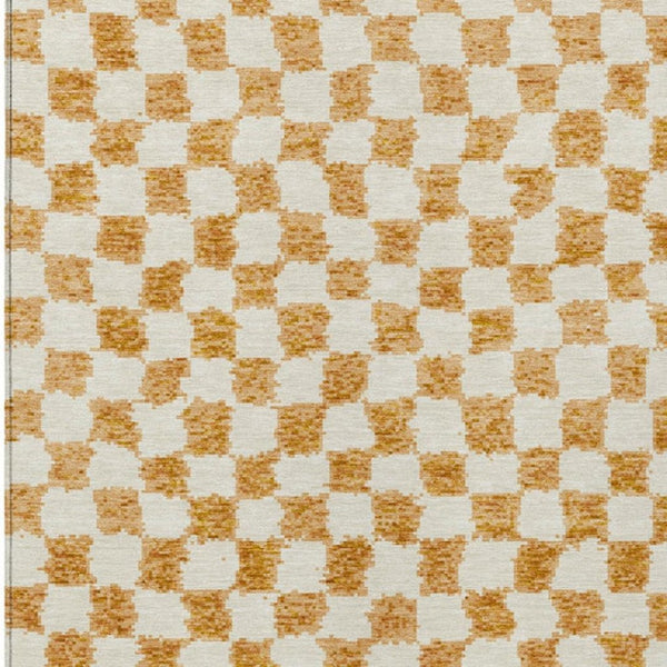 HomeRoots 5' Orange and Ivory Geometric Area Rug - Stylish, Washable Design for Indoor and Outdoor Spaces 8' X 10' 627221