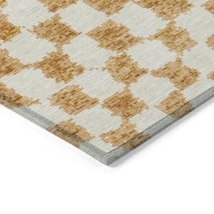 HomeRoots 5' Orange and Ivory Geometric Area Rug - Stylish, Washable Design for Indoor and Outdoor Spaces 9' X 12' 627222