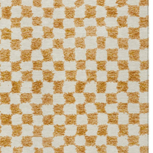 HomeRoots 5' Orange and Ivory Geometric Area Rug - Stylish, Washable Design for Indoor and Outdoor Spaces 9' X 12' 627222
