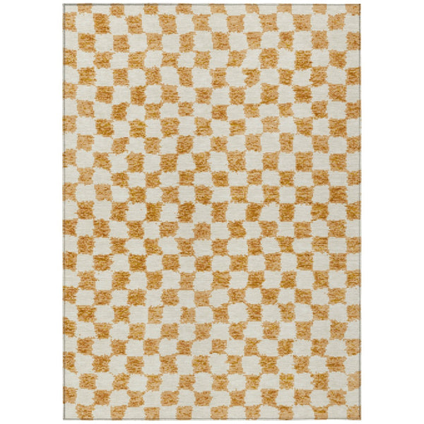 HomeRoots 5' Orange and Ivory Geometric Area Rug - Stylish, Washable Design for Indoor and Outdoor Spaces 10' X 14' 627223
