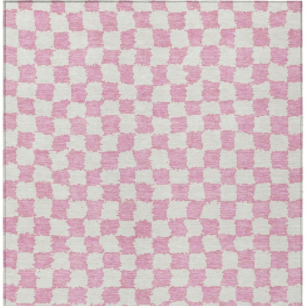 HomeRoots 5' Pink and Ivory Geometric Area Rug - Washable, Durable for Indoor & Outdoor Use, Stylish Design 8' X 10' 627227