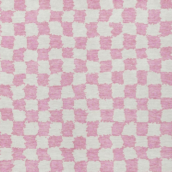 HomeRoots 5' Pink and Ivory Geometric Area Rug - Washable, Durable for Indoor & Outdoor Use, Stylish Design 9' X 12' 627228
