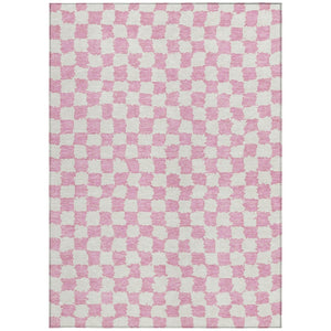 HomeRoots 5' Pink and Ivory Geometric Area Rug - Washable, Durable for Indoor & Outdoor Use, Stylish Design 9' X 12' 627228