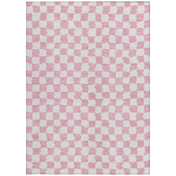 HomeRoots 5' Pink and Ivory Geometric Area Rug - Washable, Durable for Indoor & Outdoor Use, Stylish Design 9' X 12' 627228