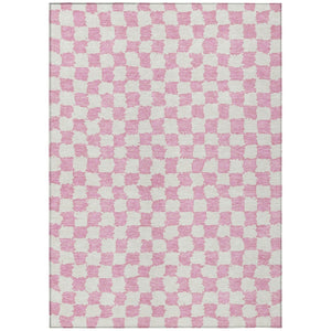 HomeRoots 5' Pink and Ivory Geometric Area Rug - Washable, Durable for Indoor & Outdoor Use, Stylish Design 10' X 14' 627229