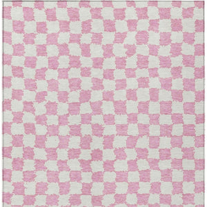 HomeRoots 5' Pink and Ivory Geometric Area Rug - Washable, Durable for Indoor & Outdoor Use, Stylish Design 10' X 14' 627229