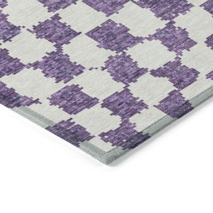 HomeRoots 5' Vibrant Purple and Ivory Geometric Washable Area Rug for Stylish Indoor and Outdoor Spaces 8' Round 627232