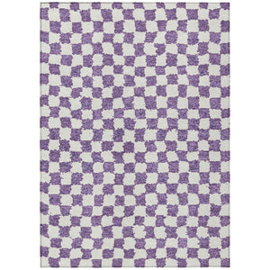 HomeRoots 5' Vibrant Purple and Ivory Geometric Washable Area Rug for Stylish Indoor and Outdoor Spaces 8' X 10' 627233