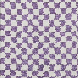 HomeRoots 5' Vibrant Purple and Ivory Geometric Washable Area Rug for Stylish Indoor and Outdoor Spaces 9' X 12' 627234