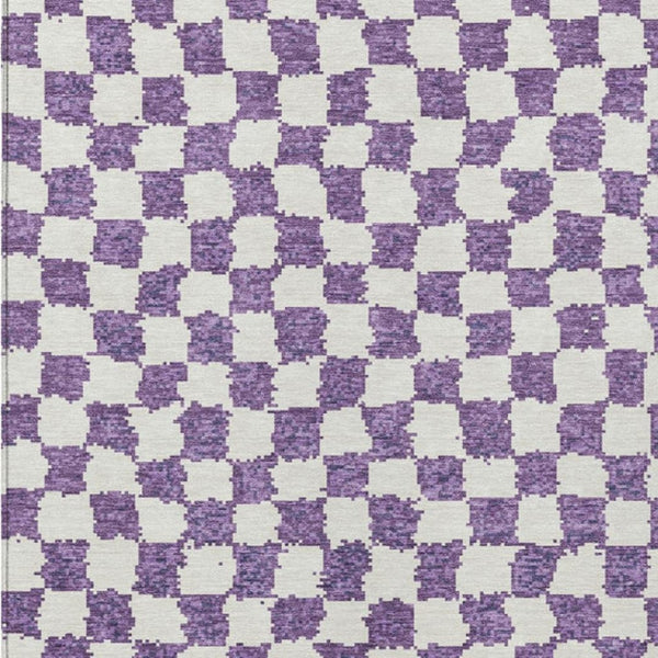 HomeRoots 5' Vibrant Purple and Ivory Geometric Washable Area Rug for Stylish Indoor and Outdoor Spaces 9' X 12' 627234
